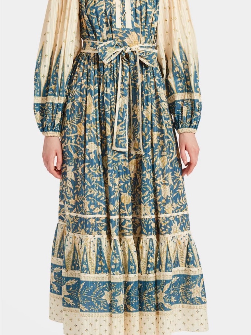 Ulla Johnson Blue and Cream Floral Midi Dress